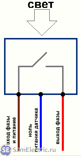 Схема подключения датчика движения и датчика освещения