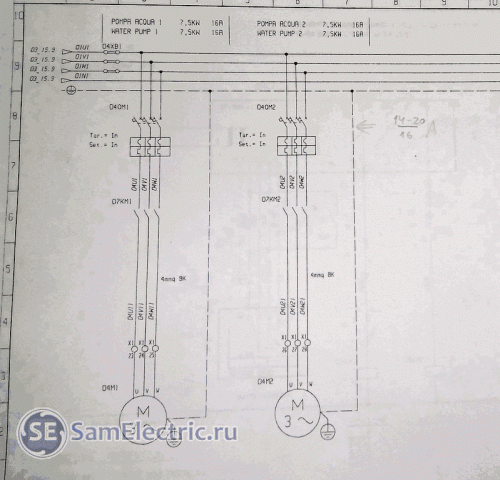 Схема жесткого пуска двигателей, через контакторы (исходная)