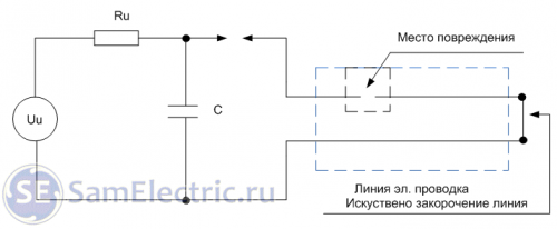 Рис. 2. Схема электрического разрядника с высоковольтным конденсатором