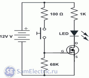 Схема включения для проверки транзистора Mosfet