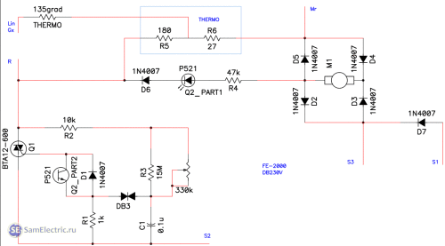 Схема фена интерскол ФЭ-2000 на плате DB-230V