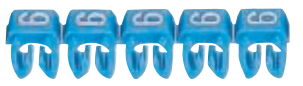 Цветные бирки для проводов CAB3, цифра 6 (голубой)