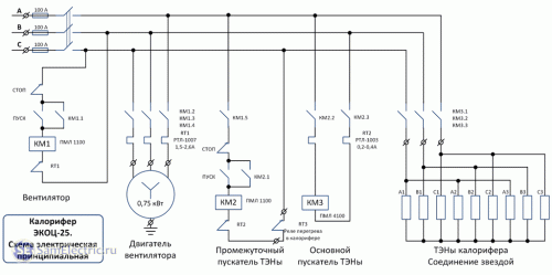 Калорифер-электрическая схема подключения