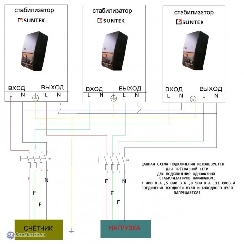 схема подключения трехфазного стабилизатора напряжения